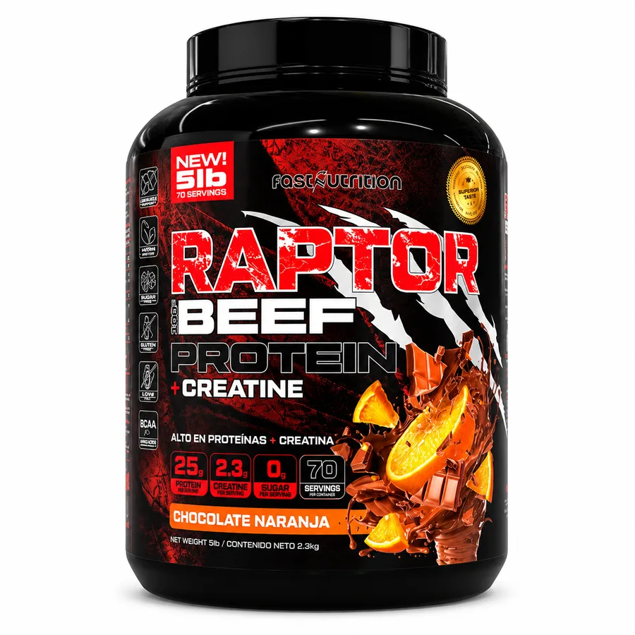 Raptor Beef Protein con Creatina 5lbs - Chocolate Naranja